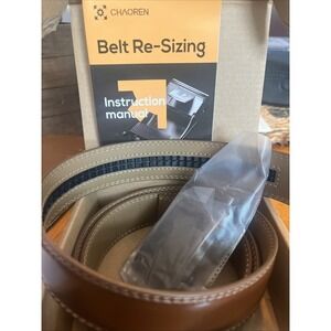 CHAOREN Leather Brown‎ Ratchet Belt Customizable Fit, 28"-40"